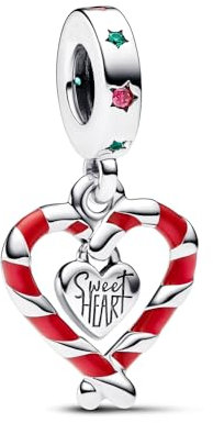 Feitery Christmas Double Candy Cane Herz Weihnachten Charms Armband Bead Charm für Damen Weihnachtszeit