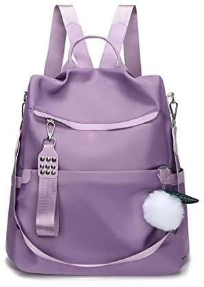 NICOLE & DORIS Zaino Borsa Donna Zaino Antifurto Grande Zainetto Leggera in Nylon Borsa Tracolla Zaino 2 in 1 Zaino da Viaggio per lo Shopping Viola
