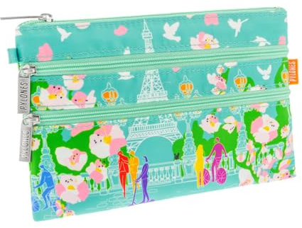 Pylones, Tasche mit 3 Reißverschlüssen, 20 x 13 x 1 cm, Polyester, Parisienne 2, mehrfarbig