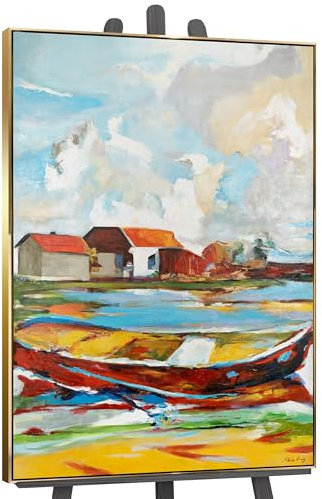 YS-Art Abstrakt Acryl Gemälde auf Leinwand Gezeiten der Inspiration handgemalt Wandbilder Wohnzimmer modern Wohndekor Dorf Bild echte Kunst 120x80 cm