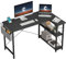CubiCubi Umkehrbarer Computertisch Gaming Tisch,Schreibtisch mit Regalen, 120cm Kleiner L-förmiger Eckschreibtisch mit Ablagefächern, Schreibtisch für Heimbüro Kleiner Raum, schwarz