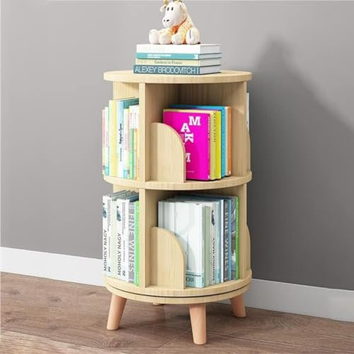 Bücherregal Verbessertes 2-stufiges drehbares Bücherregal mit Beinen, Organizer, Aufbewahrung, Bücherregal, stehendes Bücherregal, zum Zusammenstellen von Schlafzimmer-Bücherregalen holz Bücherschrank