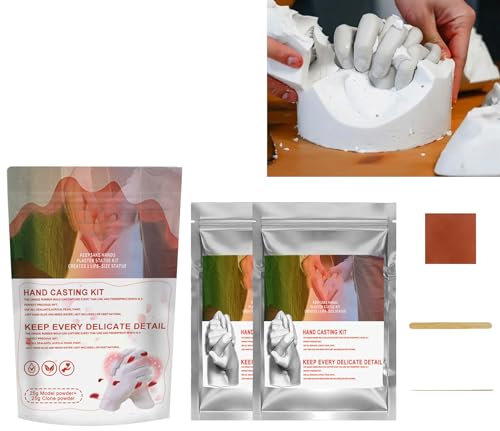 Pärchen Geschenke Gips Handabdruck Set,Handabdruck Set für Paare,Gipsabdruck Hände,3D Handabdruck Set,Gips Handabdruck Set für Paare,Handabformset aus Gips für Erwachsene,Paar Hand Modell Klon Pulver