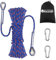 NewDoar 14KN Corde d'escalade Statique 8mm Cordon Accessoire pour Équipement 10m,20m,30m,50m Corde d'évacuation avec 2 Mousquetons pour d'escalade sur Glace Corde de Sauvetage Incendie-Bleu/50m