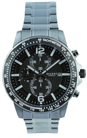 REGENT Herren Armbanduhr Chronograph Metallarmband schwarz UR1152512 Chronograph