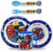 Sorrisini Vajilla Infantil Reutilizable Apta Para Microondas, Juego de Platos Irrompibles de Plástico para Niños y Bebés, Set Plato, Cuenco Para Cereal, Cubiertos y Taza 390ml, Spiderman