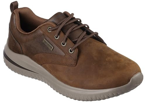 Skechers - Zapatilla Casual, Deportiva de Piel Impermeable, Cordones elásticos, Suela de Goma, para: Hombre Color: Marrón Oscuro Talla:39