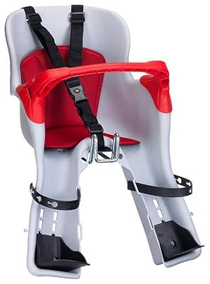 Generico BMZ SEGGIOLINO Anteriore Bicicletta Montaggio al Manubrio con Gancio Made in Italy (Grigio Chiaro con Protezione)