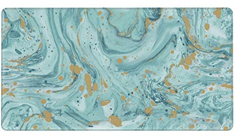 ZKTDJ Suitab Großes Mauspad mit genähtem Rand, rutschfeste Gummiunterseite, Azurit Blaugrün und Folie, Goldfarben