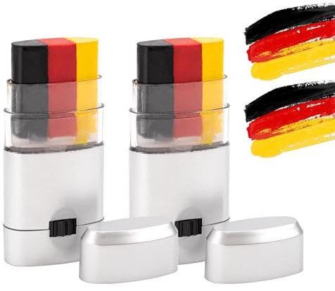 Zouwel 2 Stück Deutschland Fanartikel,Schminkstift Fahne & Fanartikel,Deutschland Schminke Fanartikel, Anwendbar Auf Fußballpartys Schminke Football Supporters Sports Events Deko (Black-Red-Gold)