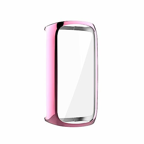 Hülle mit Displayschutz Kompatibel mit Fitbit Luxe, HD Stoßfestes Weiche TPU Cover Vollschutz Display Schutzhülle für Fitbit Luxe Schutz Case (Rosa)