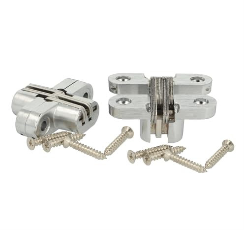 SOTECH 1 Paar Einfrässcharnier VICI 45 x 13 mm Öffnungswinkel 180° Türscharnier mit Bandarm aus Edelstahl, Einlassscharnier zum Schrauben für Möbeltüre, Truhen, Klapptische