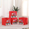4 PCS Folding Storage Boxes with Handle, Foldable Canvas Organiser Cube Basket Bin Storage Unit for Nursery Wardrobe Kids Room (4 PCS Red Car)