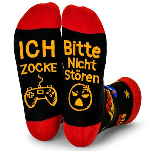 Dealswin Lustige Gaming Socken Gamer Geschenk Mit Spruch Bitte Nicht Stören Ich Zocke Zocken Socken Neuheit Lustig Geschenke Für Zocker Männer Herren Damen Frauen Geburtstag Weihnachts Valentinstag