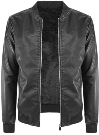 VEQUÈ Giubbotto Uomo Invernale Giubbino Imbottito Con Pelliccia Giacca in Eco Pelle Nera Casual (IT, Testo, 3XL, Regular, Regular, Nero Bomber)