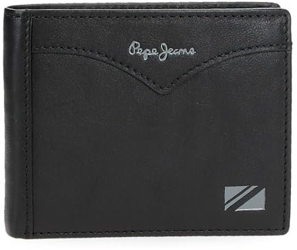 Pepe Jeans Jacket Portafoglio con Porta carte di credito Nero 11x8,5x1 cm Pelle by Joumma Bags, Nero, Taglia unica, Portafoglio con porta carte di credito
