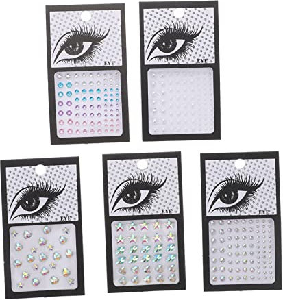 Vaguelly 5blätter Klebeförmige Perlen Und Strasssteine Zum Aufkleben Für Mädchen Gesichtsjuwelen Und Ohrringe Zum Selbstkleben Verschiedene Formen Und Farben Für Make-up Und Party