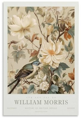 William Morris Vintage-Poster mit botanischem Vogel, Blumenpflanzen, für Zimmer, ästhetische Leinwand, Wandkunst, Schlafzimmerdekoration, 12x18 Zoll (30x45cm)
