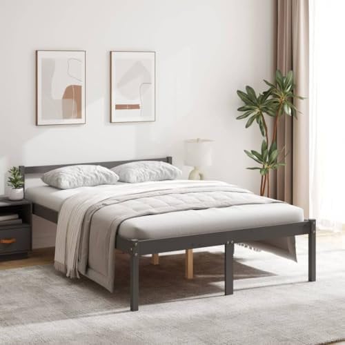 XGWKCNV Furniture select-Senior Bett ohne Matratze, grau, 135 x 190 cm, Doppelbett