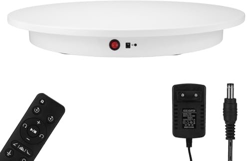 Motorized Rotating Display Stand, Angle Speed Adjustable Electric Rotating Turntable, 360 Degree 330 Lbs Load Auto Rotating Platform for Photography Big Size Products Display Video Show, Wired White