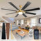 Depuley Ceiling Fan with Light Modern: 72 Inch Big Outdoor Fan with Remote Control for Patio Porch - Copper Fan Light for Indoor - Large Farmhouse Fan Reversible 8 Blade Quiet DC Motor