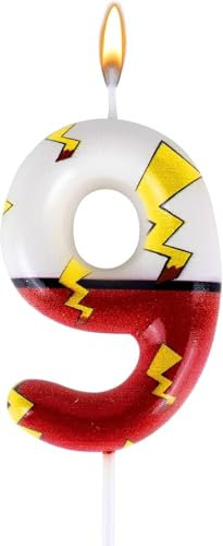 9th Candle and 16PCS Paper Happy Birthday Cake Topper, Party Supplies Decoration Supplies for Kids Adults Girls Boys (9th)