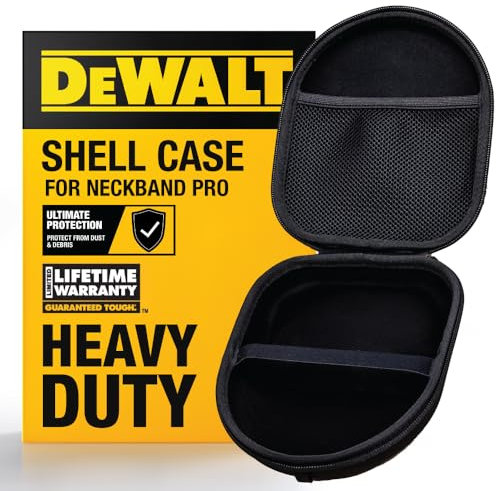 DEWALT Protective Headphone Case for Neckband Earbuds, Compact & Lightweight with EVA Earphone Hard Shell Case, Headset Travel Carry Shockproof, Water-Resistant, Soft Interior & Accessory Pocket