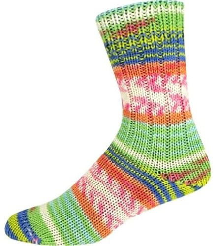 ONline Supersocke 6-fach 150g Sort. 372 Merino Color 3078 - hellgrün/orange/rosa/blau/gelb