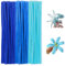Pfeifenreiniger Blumen Set, 300 Stück Pfeifenputzer zum Basteln - 30 cm Lange Chenilledraht in 3 Farben, Pastell & Candy Farbverlauf für DIY Blumen, Deko, Kunsthandwerk (Blau)