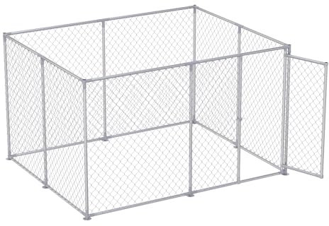 HENGMEI Hundezwinger Outdoor Hundehütte Zwinger Hundehaus Hundekäfig Tierlaufstall Freilaufgehege Tiergehege mit Schloss Kleintierestall (Rechteckig - 250x200x150cm ohne Dach)