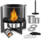 Camino da tavolo con 2 colori decorativi, braciere portatile con fiamma regolabile, camino senza fumo con metallo di vetro, per interni ed esterni, regalo per la casa (nero)