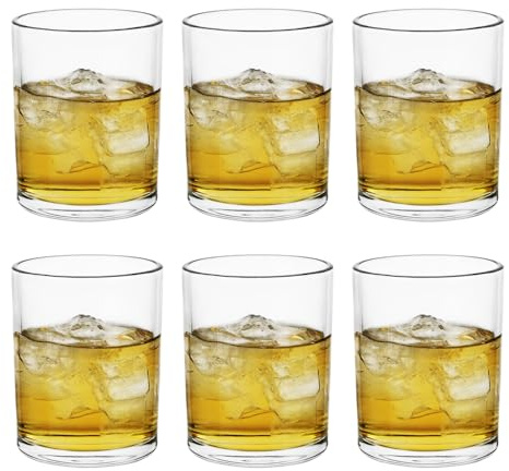 BTGLLAS Lot de 6 verres à whisky comprenant des verres highball de 300 ml, des verres à roches, des verres à jus à base lourde pour eau, jus, bière, vin et cocktails
