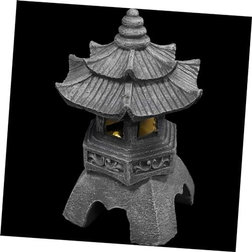 HEMOTON Solar Gartenlampe Aus Harz Japanische Zen Laterne Outdoor Solarleuchte Für Garten Rasen Wetterfest Ohne Kabel Aufladung Gartendeko Terrasse