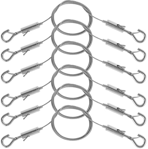 Drahtseil zum Aufhängen von Spiegeln, 10 m, 304 Edelstahl, für Bilder, strapazierfähig, Bilderrahmen-Aufhängeset, verstellbar, Zubehör zum Aufhängen von Bildern, 6 Stück