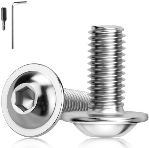 XRXYMQ 15 Pezzi Viti M8x16 mm Viti Testa Bombata con Esagono Bulloni M8 Flangia Acciaio Inox A2 V2A Testa Piatta per Arredamento Produzione