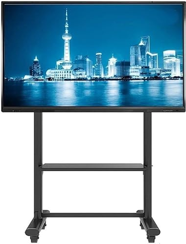 Robuster rollbarer TV-Wagen für 139,7 - 215,9 cm (55 - 85 Zoll) große Fernseher, mobiler TV-Ständer mit Rollen, perfekt für Klassenzimmer und Konferenzräume, robuster schwarzer Stahlwagen