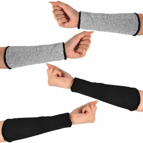 2Pairs Arm Protection Sleeves,21cm Cut Resistant Safety Arm Sleeves | Work Arm Wrist Anti Cut Guard Bracers Protector Forearm Wrist Arm Protector Sleeve Gloves for Garden Kitchen Farm Work