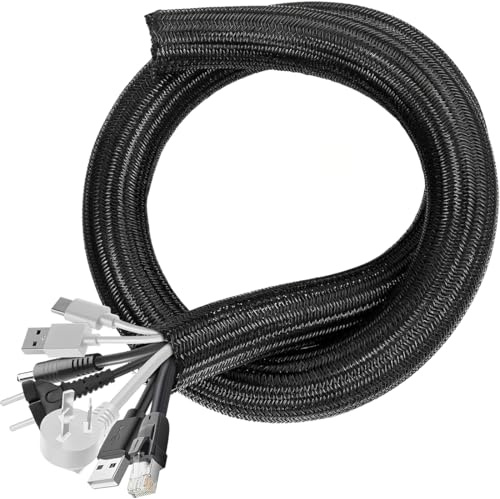 THQAE Gaine Cable Informatique, 3 Mètre Φ13mm Gaines de Câbles Ajustable, Protecteur de Cordon, Manchon de Câble Gaine Bureau pour Ordinateur/Automobile TV/Ordinateur/PC/USB/Audio
