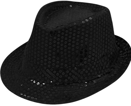 TrendandStylez Pailletten Hut für Karneval & Fasching – Glitzer Fedora Partyhut Damen Herren Kinder | Disco, Silvester, Festival & Kostüm Accessoire | Einheitsgröße, viele Farben, leicht & hochwertig