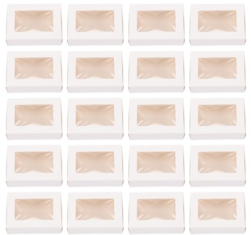 30 Kleine Schachteln aus Kraftpapier mit Fenster für Seife | Weiße Papierboxen, für Schmuck und Party Süßigkeiten, Leicht, Tragbar, Praktisch, 30 Stück