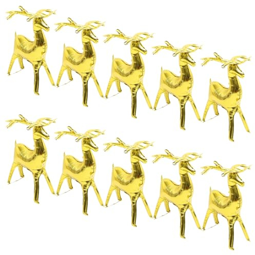 SHINEOFI 10 Stück Weihnachts Rentier Folienballons 81,5 X 50cm Goldfarbene Partydekoration für Weihnachtsfeiern Langlebige Aluminiumfolie Vielseitig für Raum und Festdeko