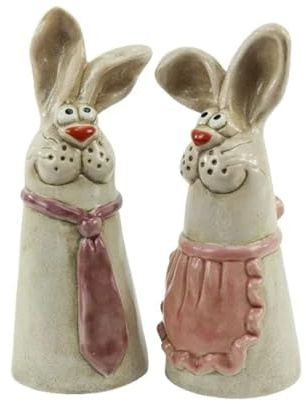 itsisa Zaunhocker Hase Hasenpaar (2er Set) H:23 cm aus Keramik - Zaun Deko Garten Ostern, Osterdeko, Tierfigur Pfostenhocker, Zaunfigur, Gartendeko, Zaunstecker