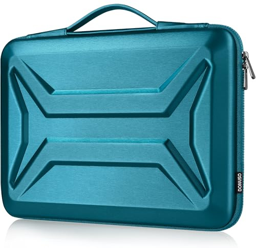 DOMISO 13 Inch Laptop Hard Case, Waterproof Shockproof Hard Shell Laptop Sleeve Protective Case with Retractable Handle for MacBook Air Pro Neo/Dell XPS 13//Microsoft Surface/Lenovo Yoga/HP Envy,Teal