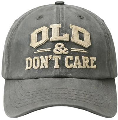 Wezalget Baseballkappe für Männer und Frauen, Vintage-Kappe mit Stickerei im Used-Look „Old & Don't Care“, verstellbare Retro-Kappe für Golf, Training, Radfahren und Outdoor-Aktivitäten