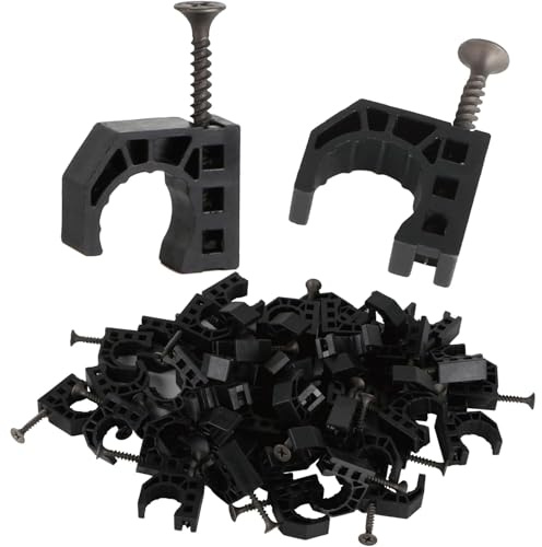 50Pcs 1/2inch Half Clamp Fixture Tubing Fastener J Hook Pipe Clamp with Nails for Tubing Pipe Hose Pipe Tube Clamps