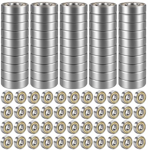 JIEHIN 150 Stück Skateboard Kugellager 608ZZ Set, 8x22x7mm doppelt geschirmte Rillenkugellager aus Carbonstahl, Präzisionslager Ersatzteile für Skateboards, Rollschuhe, Inline Skates