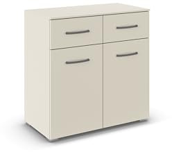 Rauch Möbel ADITIO, Kommode, Farbe Beige, Breite 80 cm | Sideboard im zeitlosen Stil, 2-türig, 2 Schubladen, Soft-Close-Funktion, für Schlafzimmer, Gästezimmer, Wohnzimmer, Garderobe