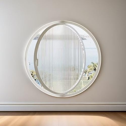 Ventana Redonda giratoria de 360°, Ventana Tipo Ojo de Buey con pivote Central, Marco de Aluminio y Vidrio Templado, Ventana pivotante Tipo Ojo de Buey de Montaje Empotrado para cobertizo, b