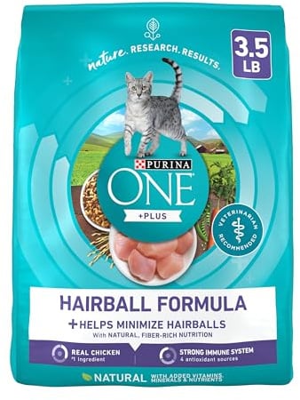 Purina ONE Natural Cat Food for Hairball Control, +PLUS Hairball Formula - 3.5 lb. Bag