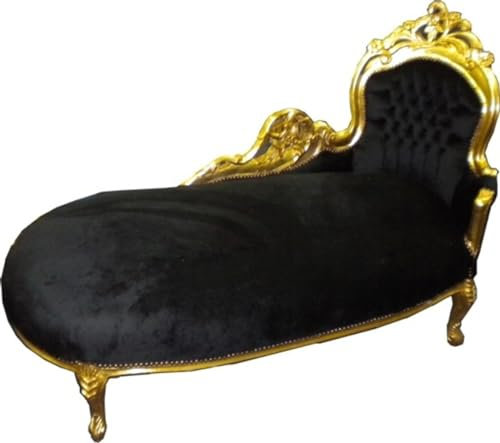 Casa Padrino Barock Chaiselongue 'King' Schwarz/Gold - Recamiere Wohnzimmer Liege Möbel